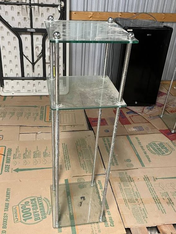 Glass and Metal 3-Tier Display Shelf Unit, Approx. 41.5â€³ x 12â€³ x 12â€³
