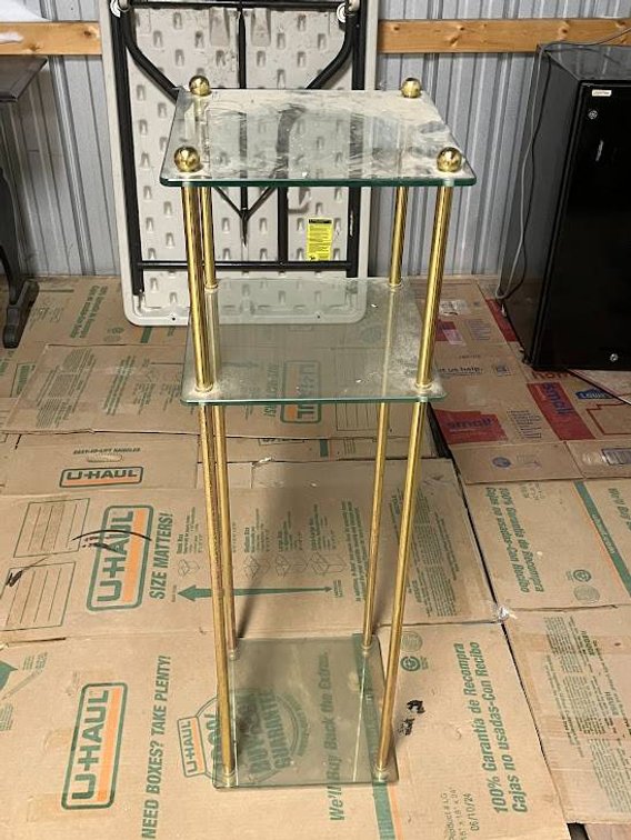 Glass and Metal 3-Tier Display Shelf Unit, Approx. 41.5â€³ x 12â€³ x 12â€³