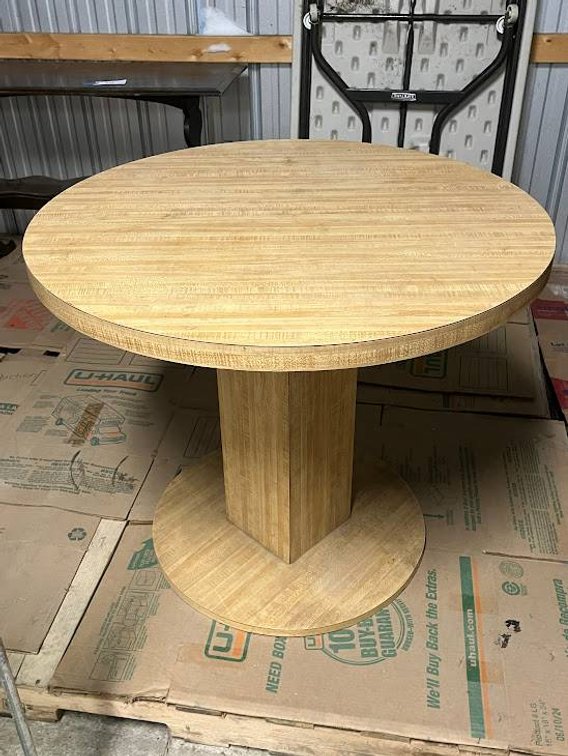 Round Wooden Pedestal Table, Approx. 30â€³ x 36â€³