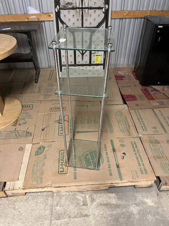 Glass and Metal 3-Tier Display Shelf Unit, Approx. 41.5â€³ x 12â€³ x 12â€³