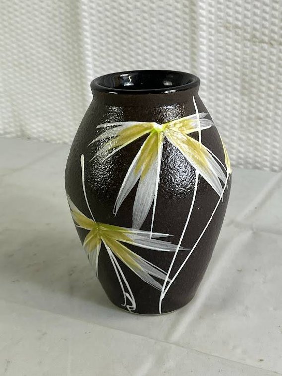 Hand-Painted Ceramic Vase with Yellow and White Floral Design