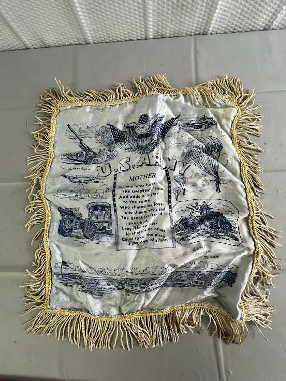 US Army Mother Souvenir Pillow Cover with Gold Fringe