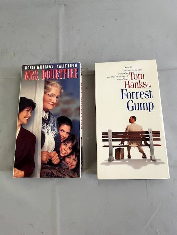 VHS Tapes: Mrs. Doubtfire and Forrest Gump