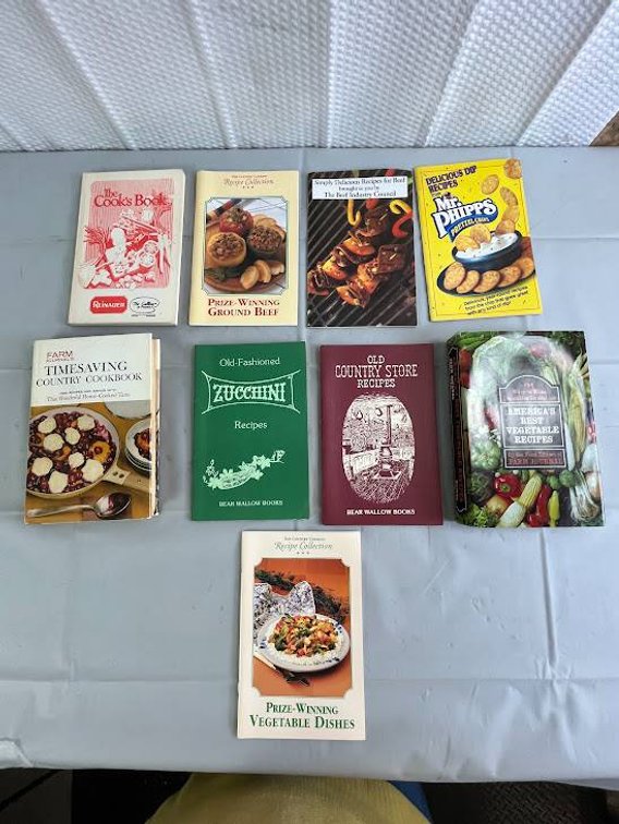 9 Assorted Cookbooks Including Farm Journal and Bear Wallow Books