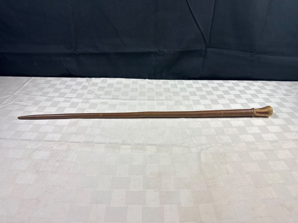 Swagger Stick With Possible Bone or Antler Handle and Brass Tip