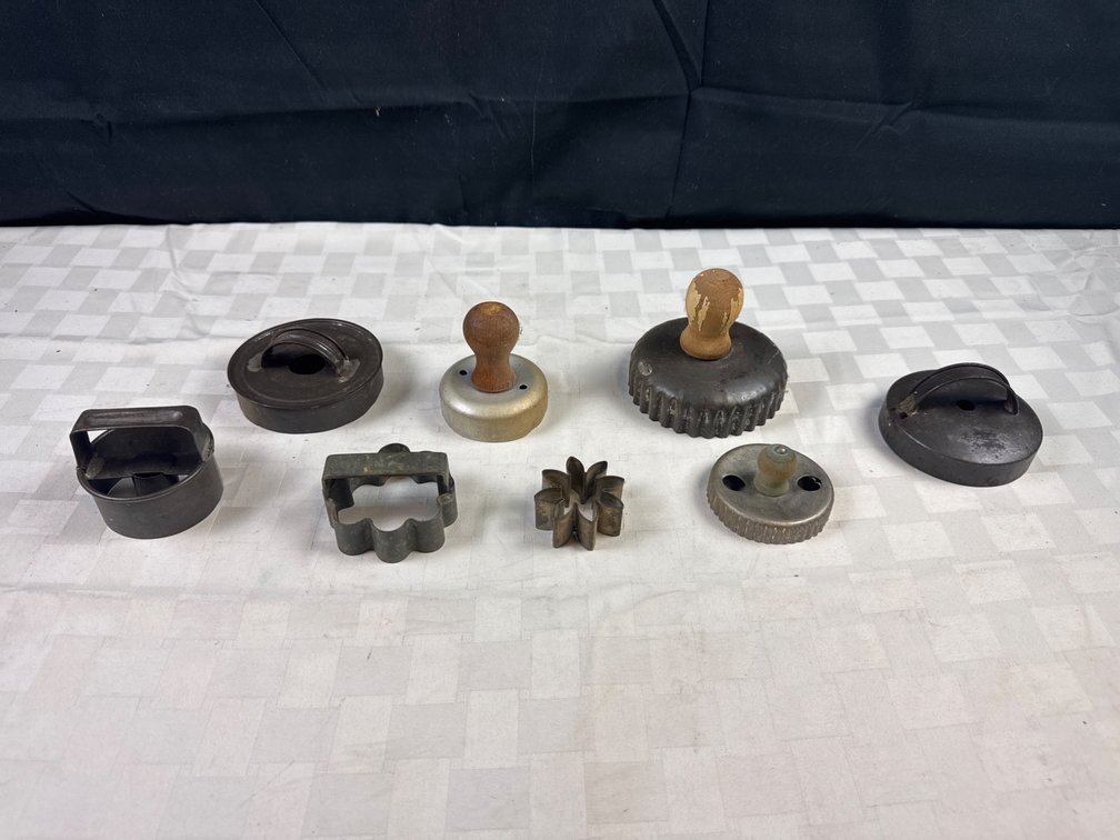 Vintage Metal and Wooden Handled Pastry and Cookie Cutters