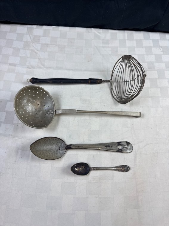 Vintage Kitchen Utensil Set with Stainless Steel and Metal Components