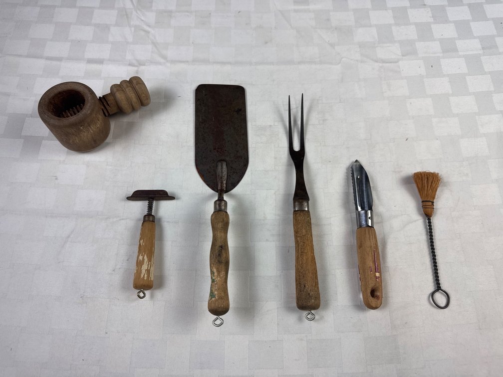 Wooden Nutcracker and Assorted Kitchen Tools