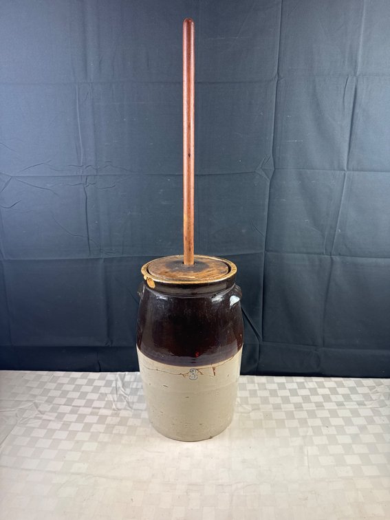 Number 3 Crock Butter Churn with Lid and Dasher