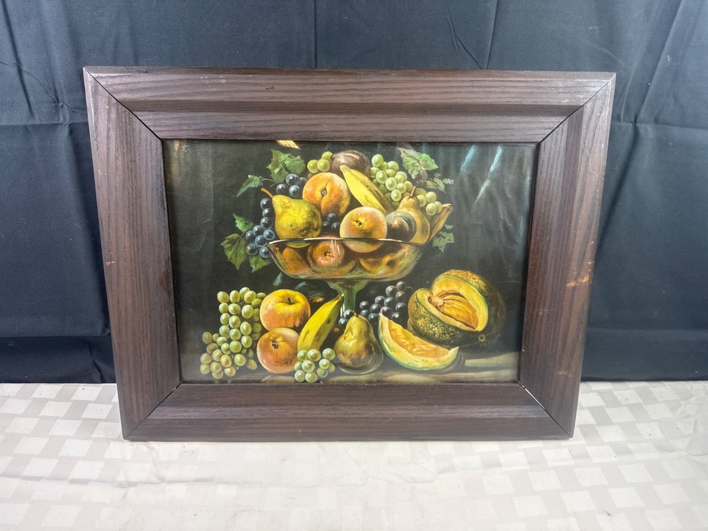 Framed Still Life Painting of Fruit Bowl, 22Ã—17 Inches