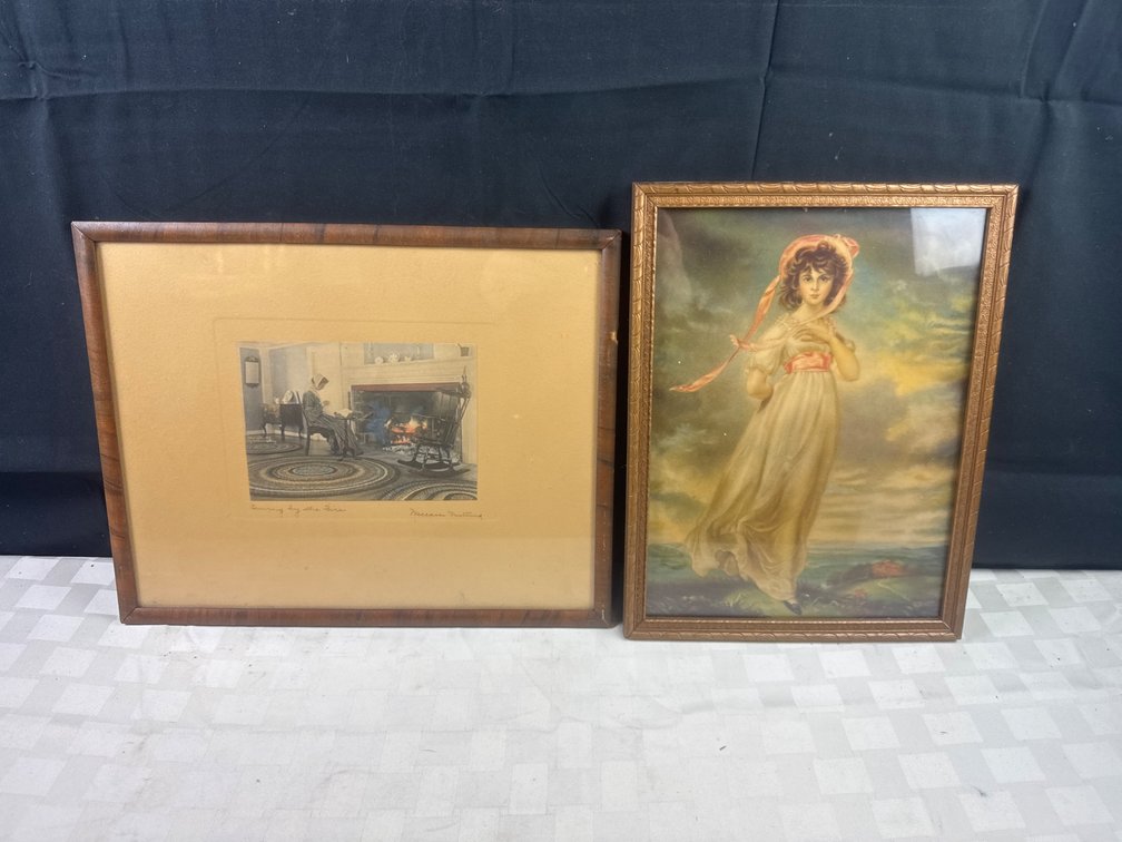 Wallace Nutting Signed Hand-Tinted Print and Framed â€œPinkieâ€ Art Print