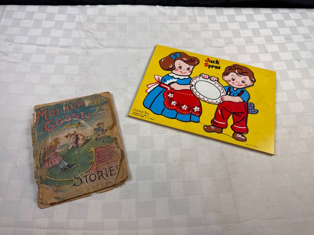 Mother Goose Stories Book (1912) and Jack Sprat Wooden Puzzle