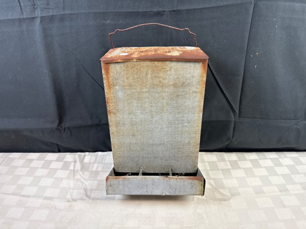Cyphers Sanitary Grit Shelf Box with Rusted Patina and Handle