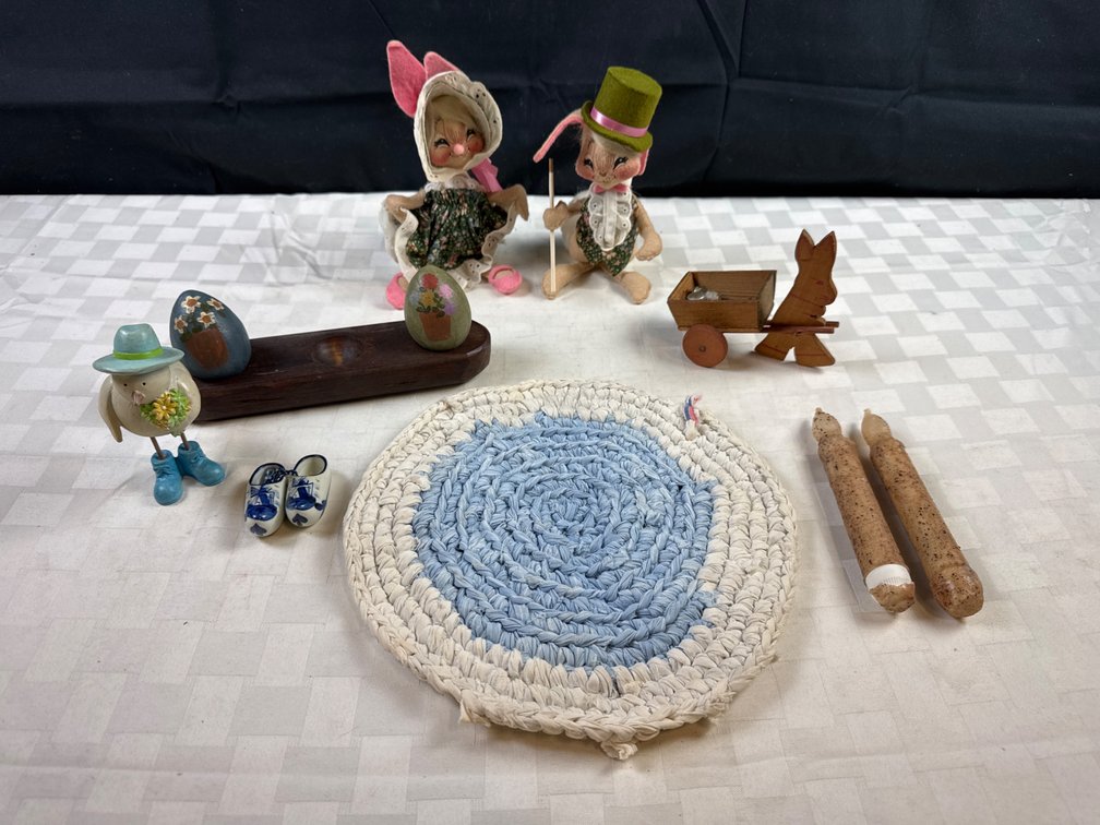 Decorative Easter-Themed Items and Delft-Style Shoes