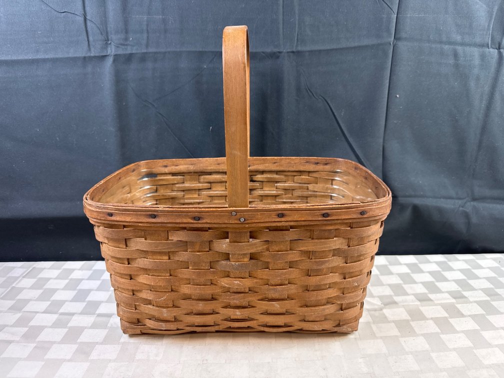 Signed 1983 Longaberger Market Basket with Wooden Handle