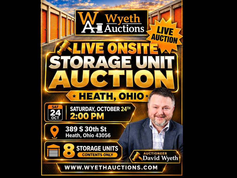 Lot Live Onsite Storage Unit Auction Heath Ohio Oct 24th 2pm 389 S 30th St Heath, Ohio 43056 8 Units