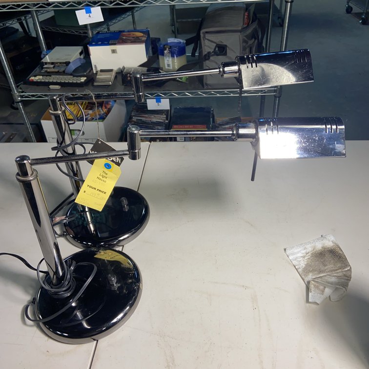 Pair Lite Source Halogen Desk Lamps Chrome