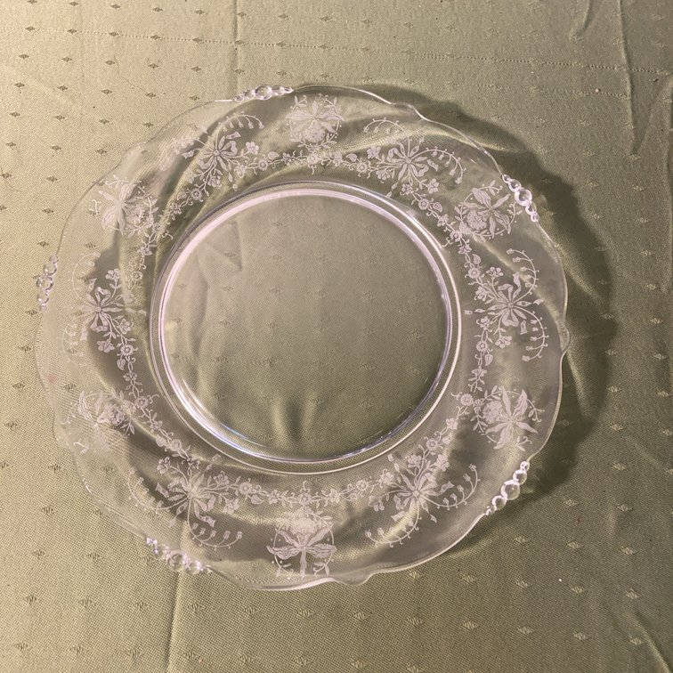 Heisey Orchid Etch Clear Glass Dinner Plate
