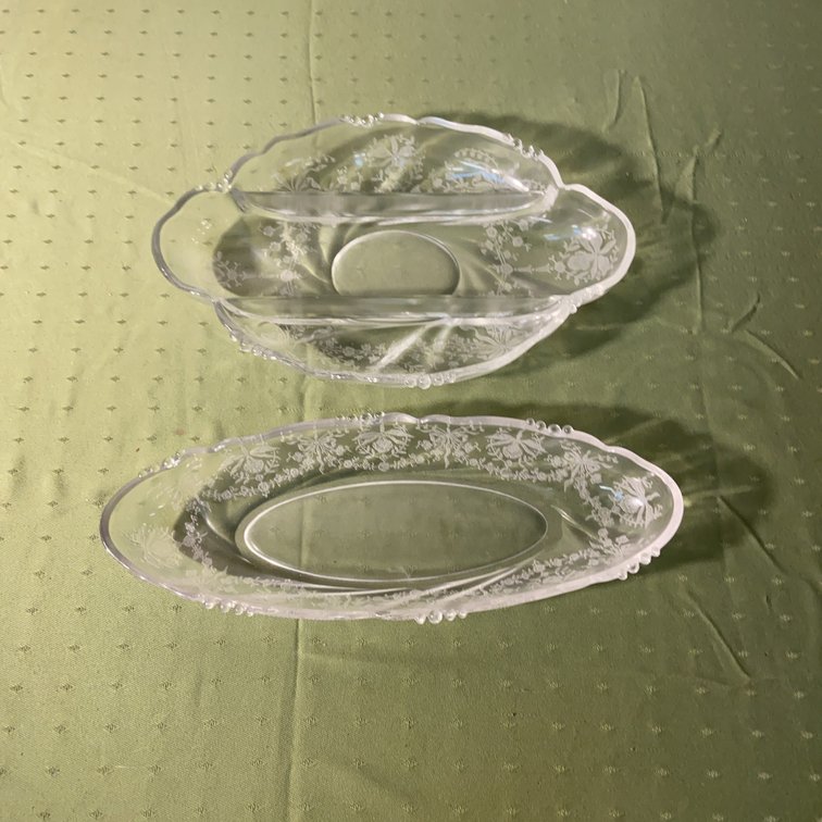 Heisey Orchid Etch Relish Dishes, One Three-Part