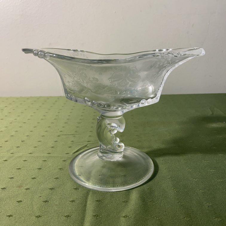 Heisey Orchid Etched Crystal Compote No Damage