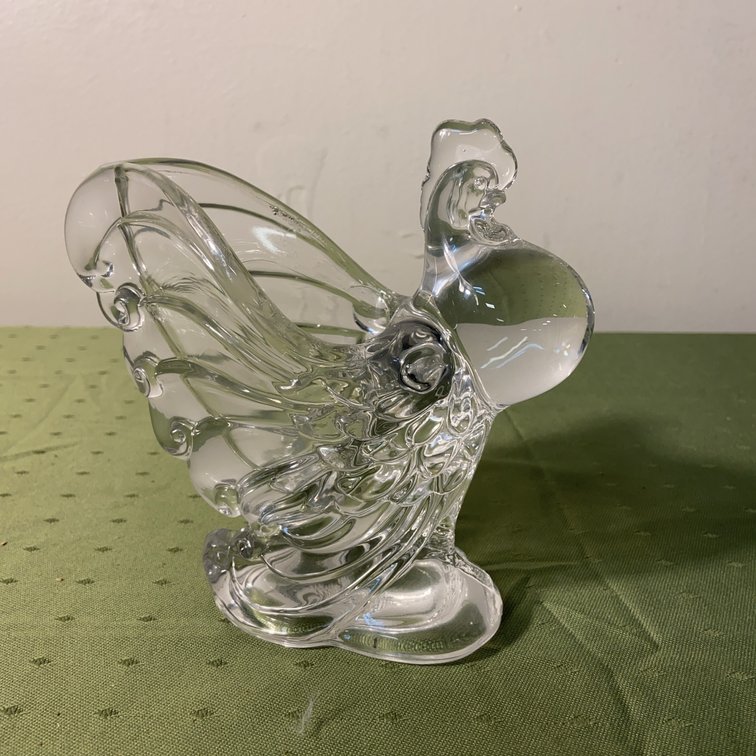 Heisey Clear Glass Rooster Vase, No Damage