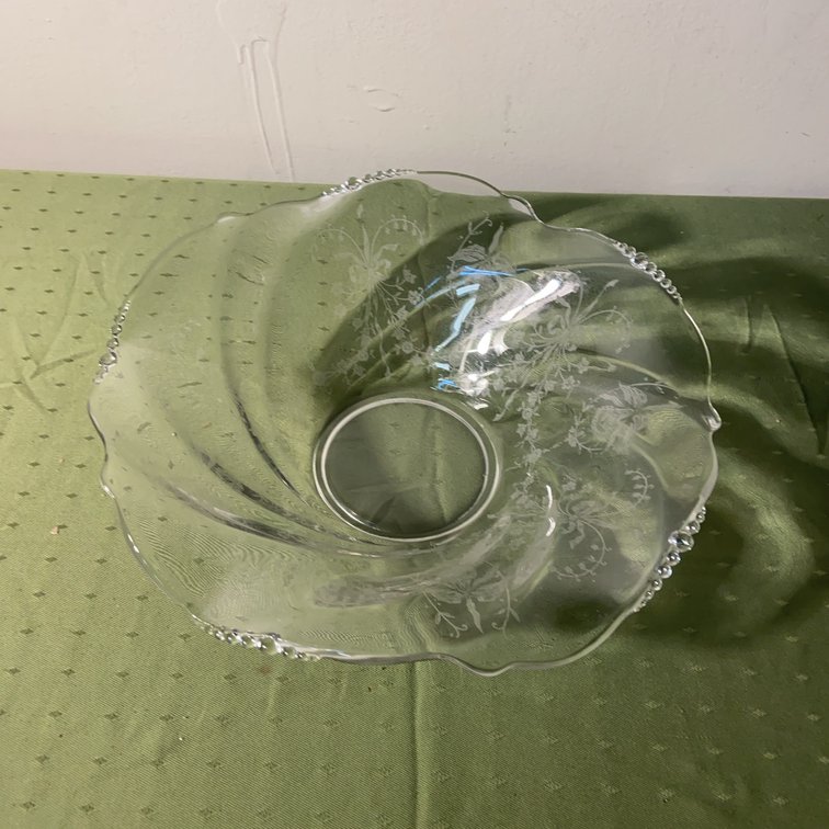 Heisey Orchid Etched Glass Swirl Bowl