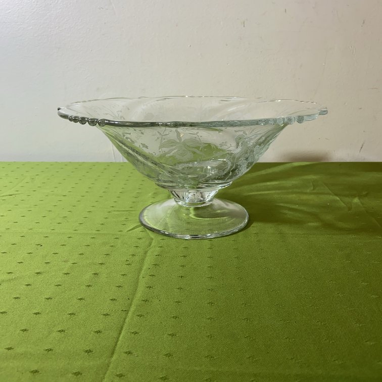 Heisey Orchid Etched Glass Footed Bowl