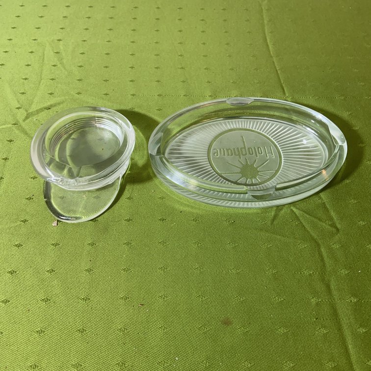 Heisey Military and Holophane Ashtrays Set