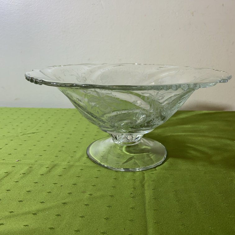 Heisey Orchid Etch Glass Bowl Flared Edge