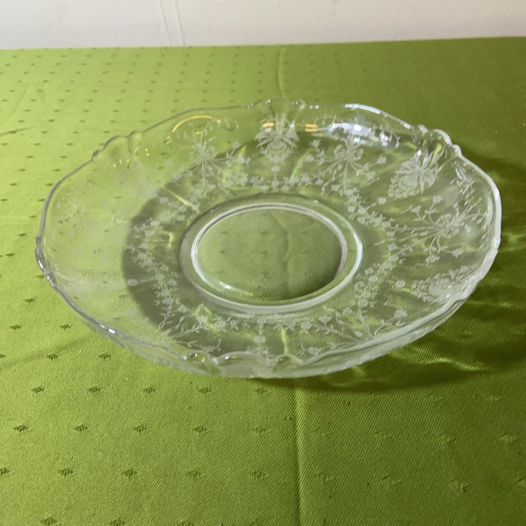 Heisey Orchid Etch Clear Glass Low Bowl