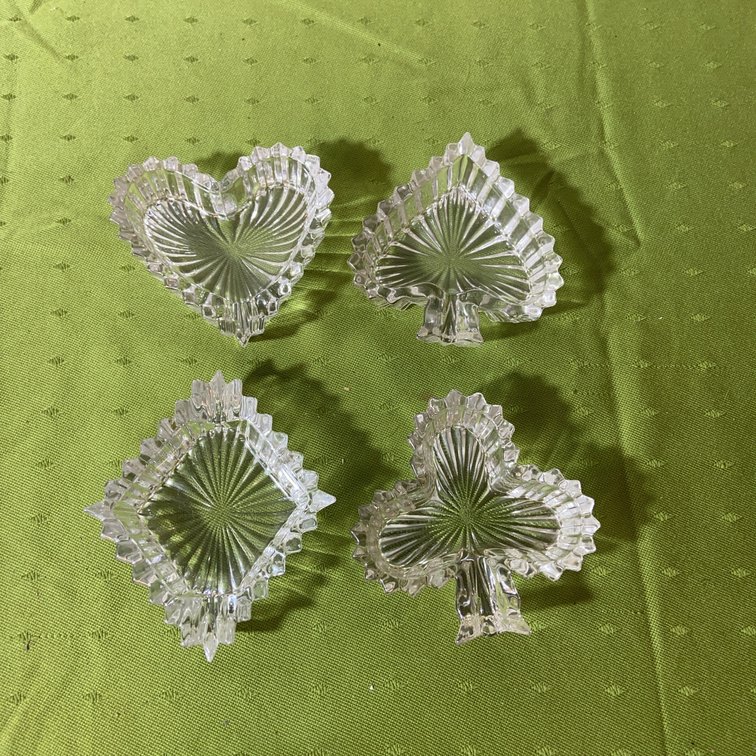 Heisey Crystal Card Suit Ashtrays, No Damage