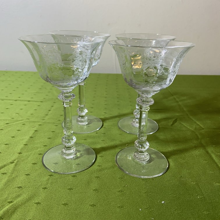 Heisey Orchid Etch Goblets Set of 4