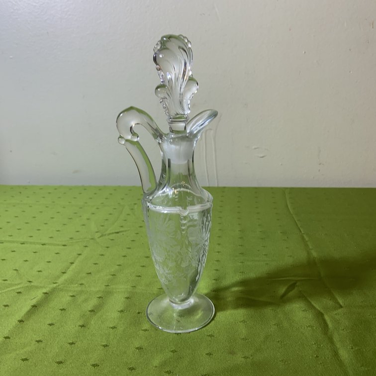 Heisey Orchid Etch Cruet With Stopper, No Damage