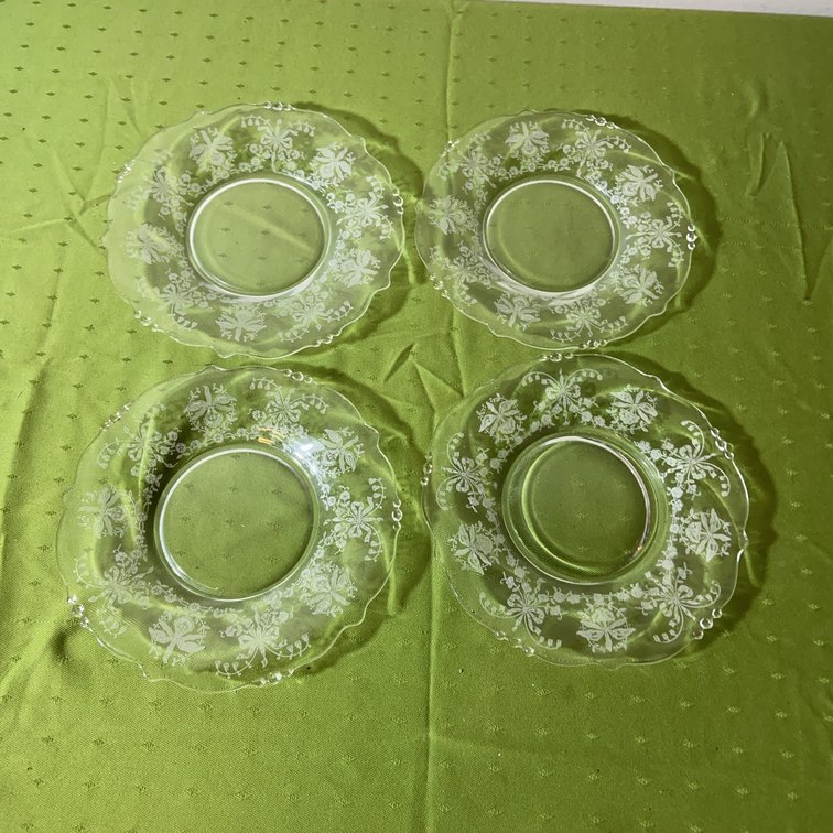 Heisey Orchid Etch 7" Bread & Butter Plates (4)