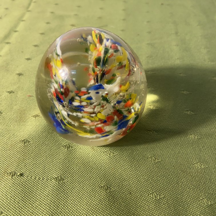 Multicolor Art Glass Paperweight Sphere