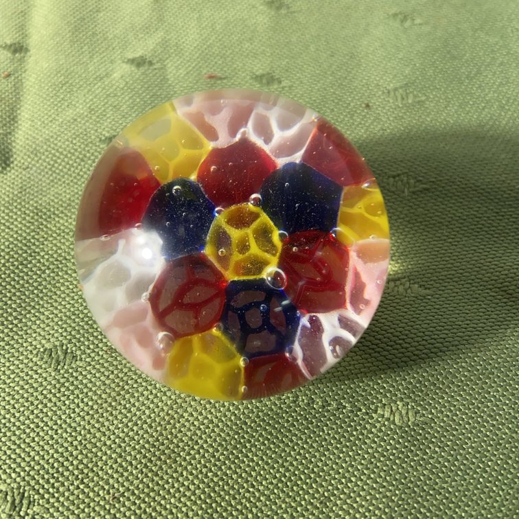 Multicolored Millefiori Glass Paperweight