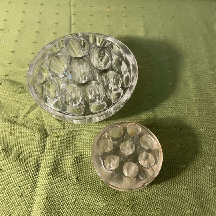 Glass Flower Frogs, Larger with Chips