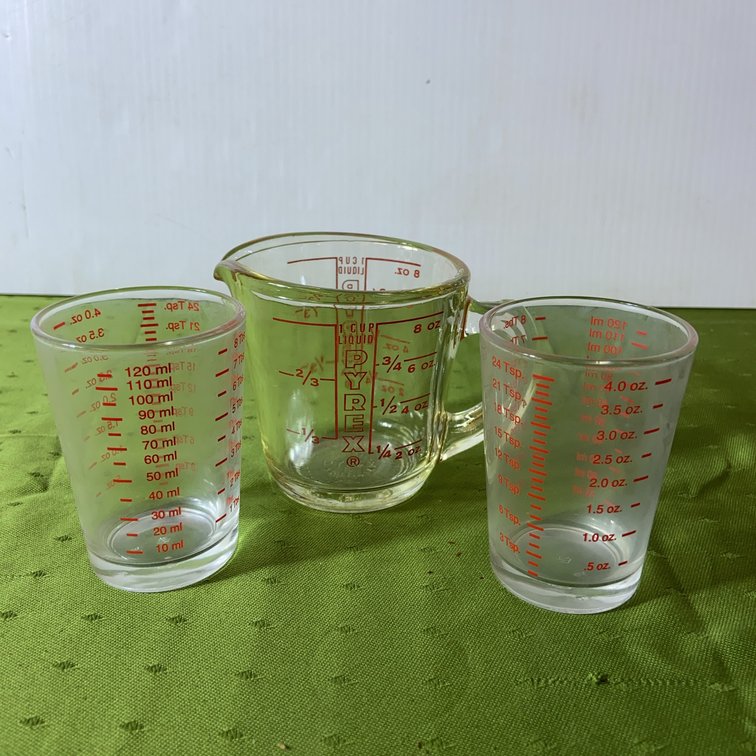 Pyrex Glass Measuring Cup and Shot Glass Set (3)