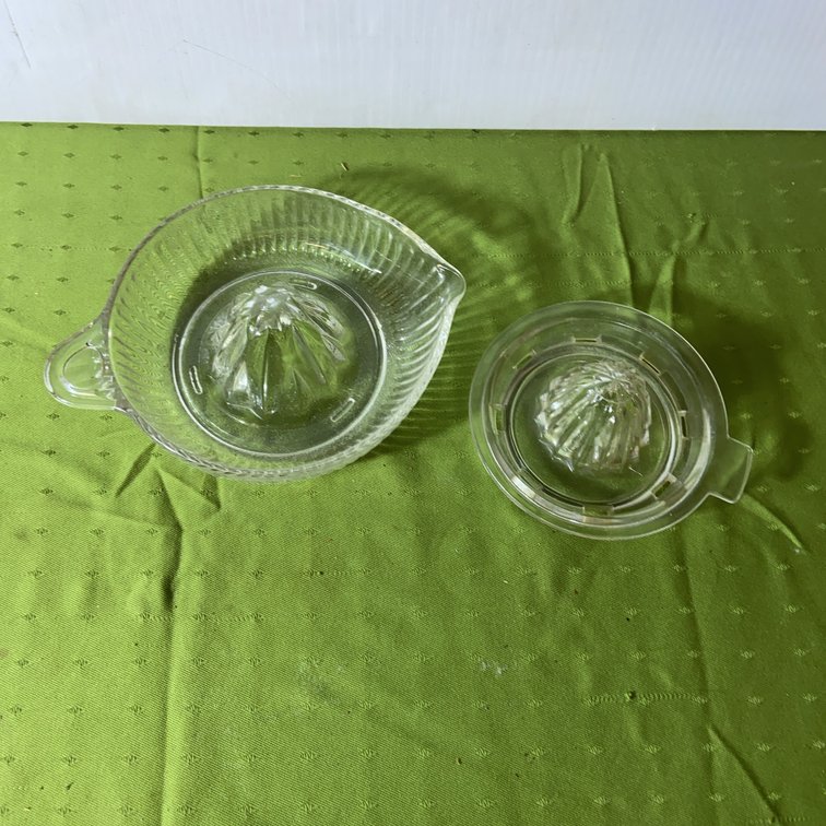Clear Glass Juicer Reamers, Set of Two, No Damage
