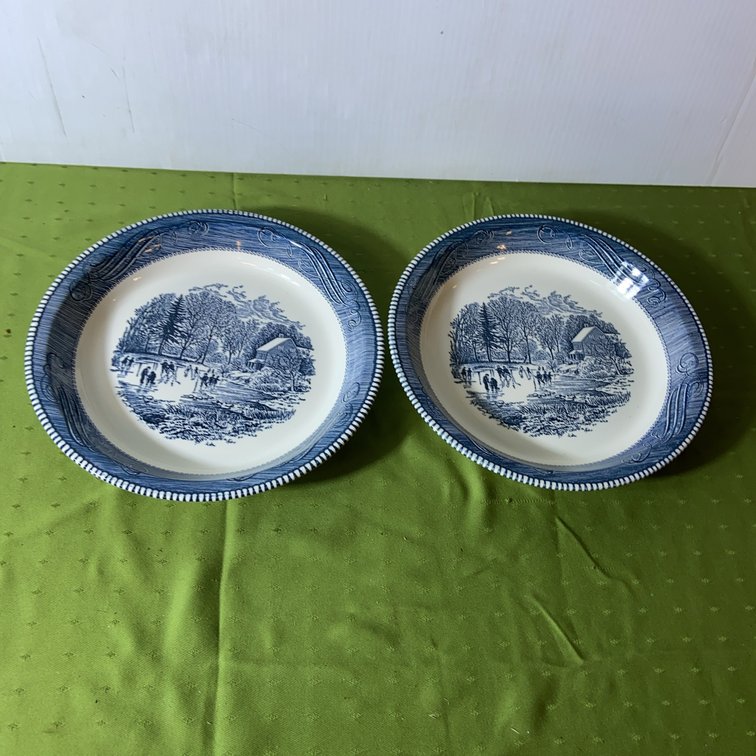 Jeanette Royal China Blue Pie Plates, Set of 2