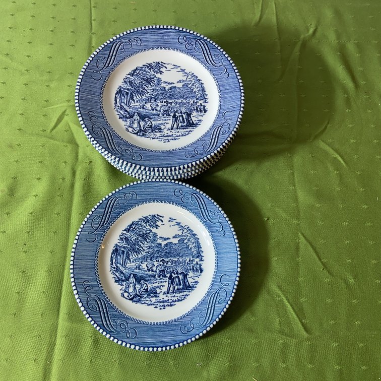 10 Blue and White 6.5" Plates