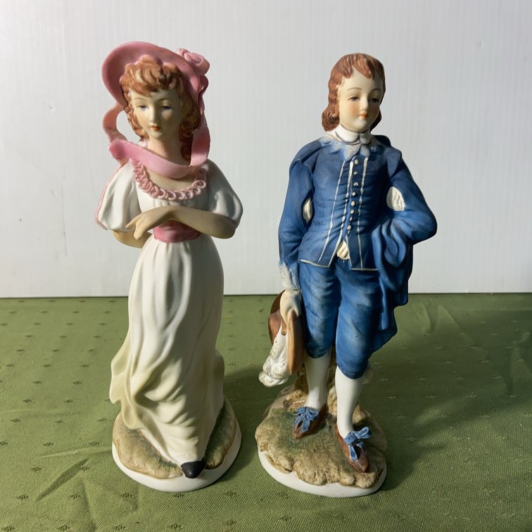 Lefton Pinkie and Blue Boy Figurines, No Damage