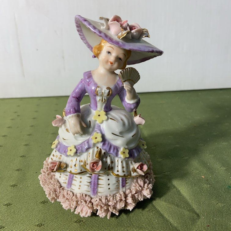 Porcelain Lady Figurine With Spaghetti Lace Trim