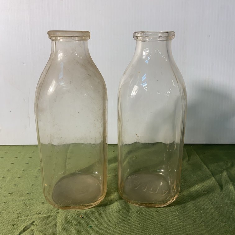 Embossed Glass Milk Bottles