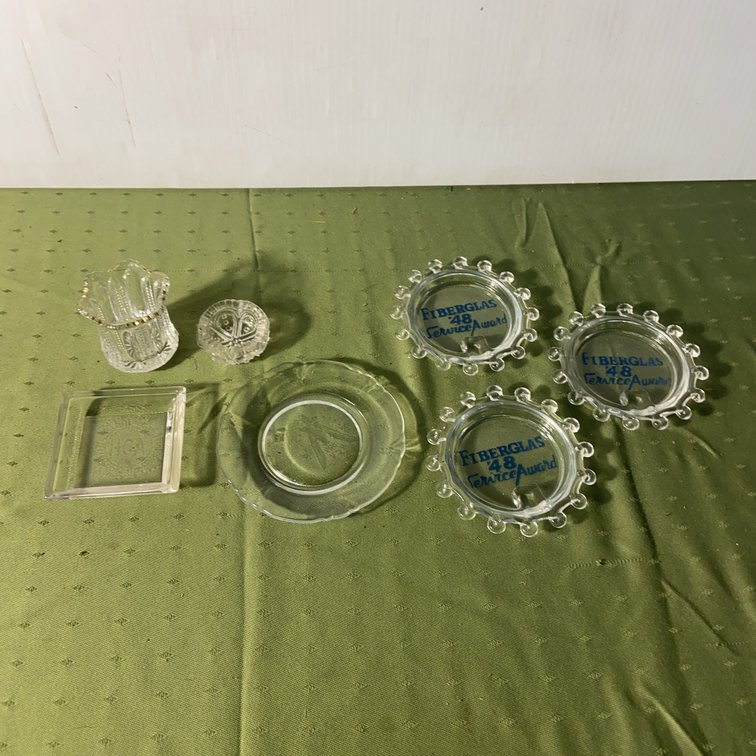 Heisey Toothpicks, Lariat Ashtrays, HCA Plate Lot