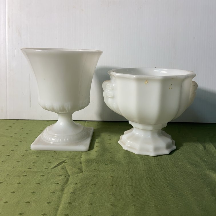 E. Brody Co. Milk Glass Flower Pots, Set of 2