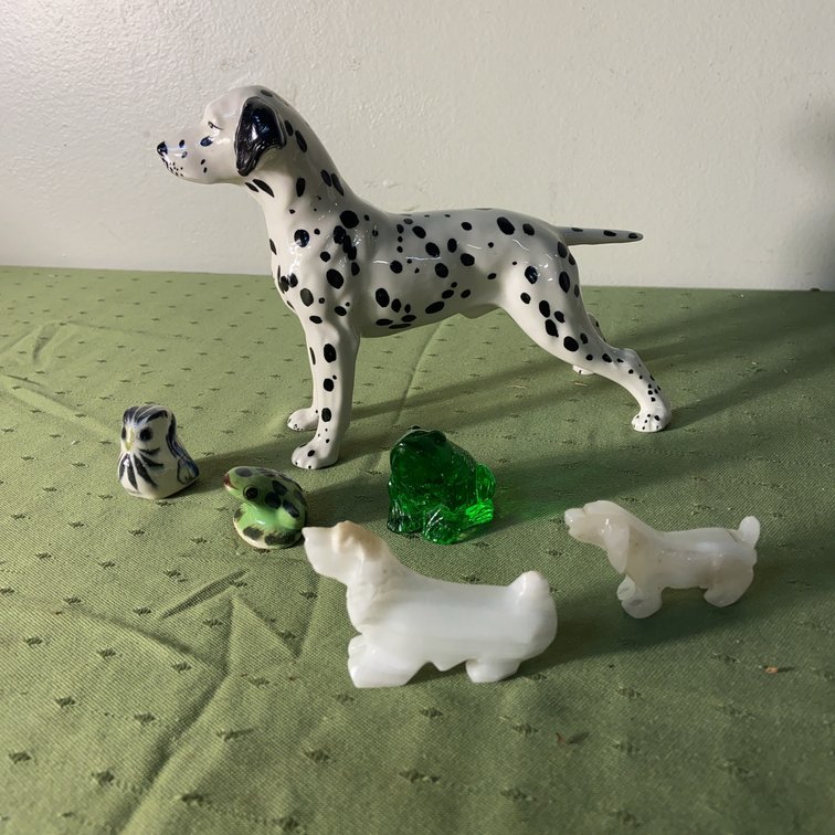 Dalmatian Ceramic Dog and 5 Animal Figurines