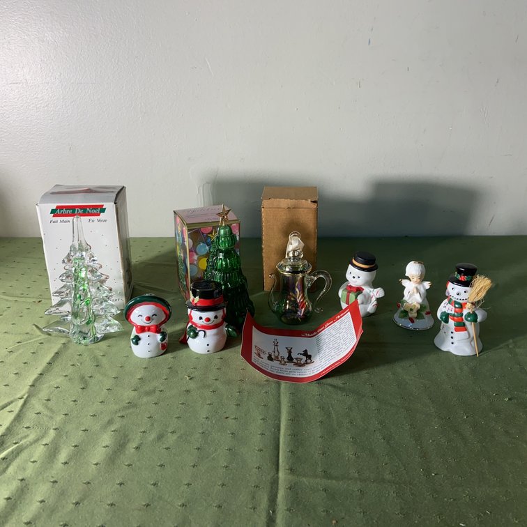 Holiday Snowman Figurines & Glass Tree Lot