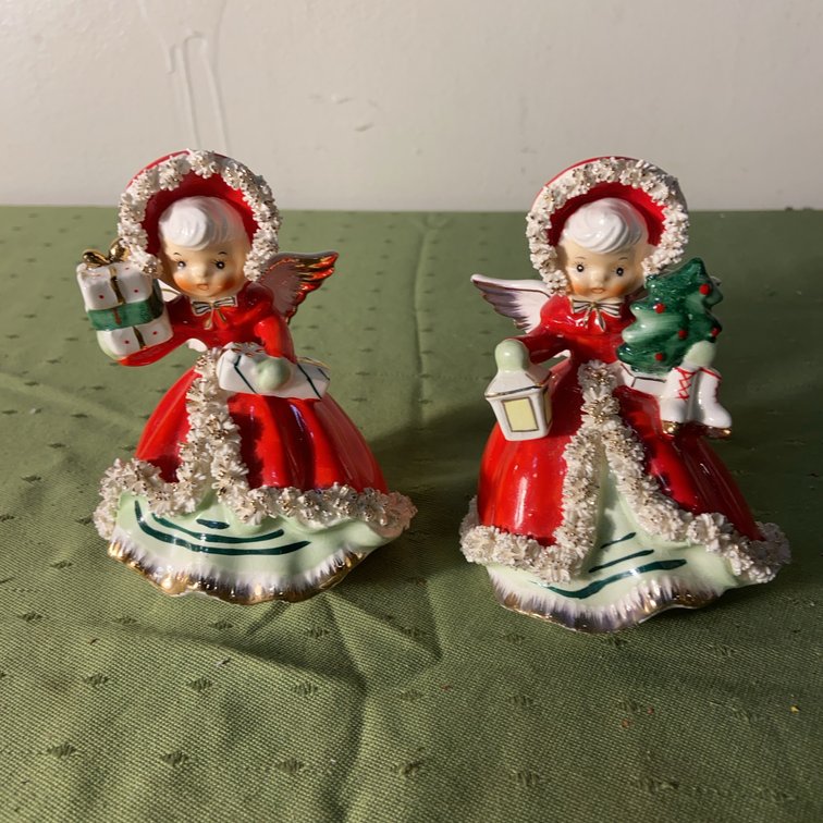 Napco Christmas Angel Figurine Pair Japan 1CX2425