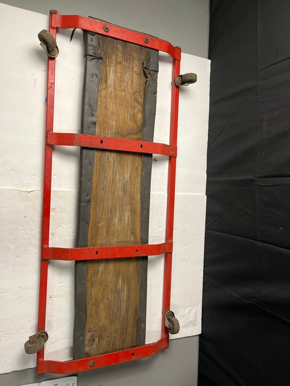 Vintage Wood Mechanic Creeper With Red Frame